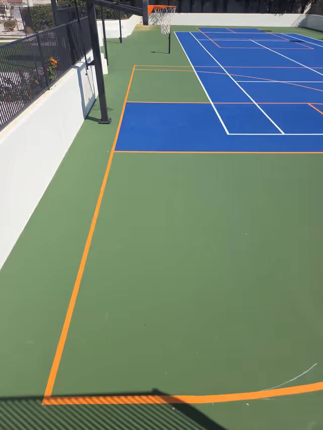 Multi-sport court with orange padel striping in Arizona